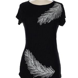 Silver beaded black t shirt